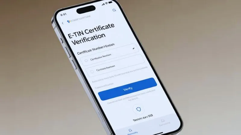 ই টিন সার্টিফিকেট যাচাই করার অনলাইন প্রক্রিয়ার স্ক্রিনশট