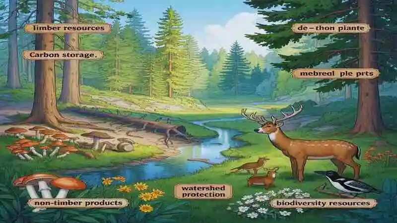 বনজ সম্পদ ও অর্থনৈতিক উন্নয়ন সম্পর্কিত বন ও প্রাকৃতিক সম্পদের ছবি