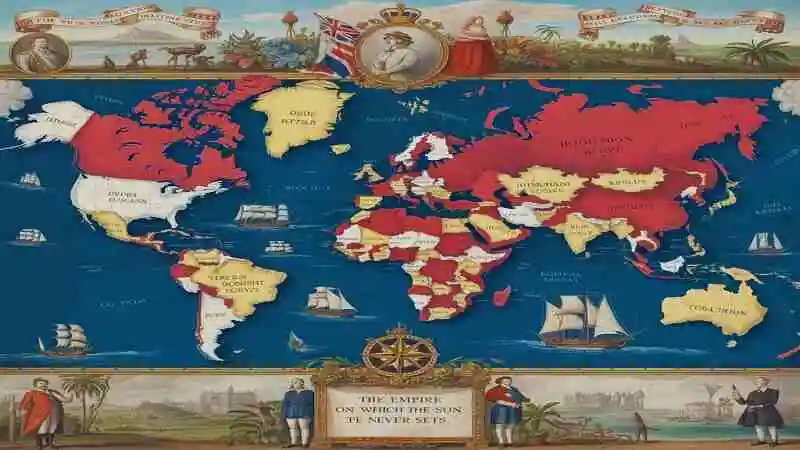 বৃটিশ সাম্রাজ্যের মানচিত্রে বিশ্বের বিভিন্ন অঞ্চলে উপনিবেশের বিস্তার