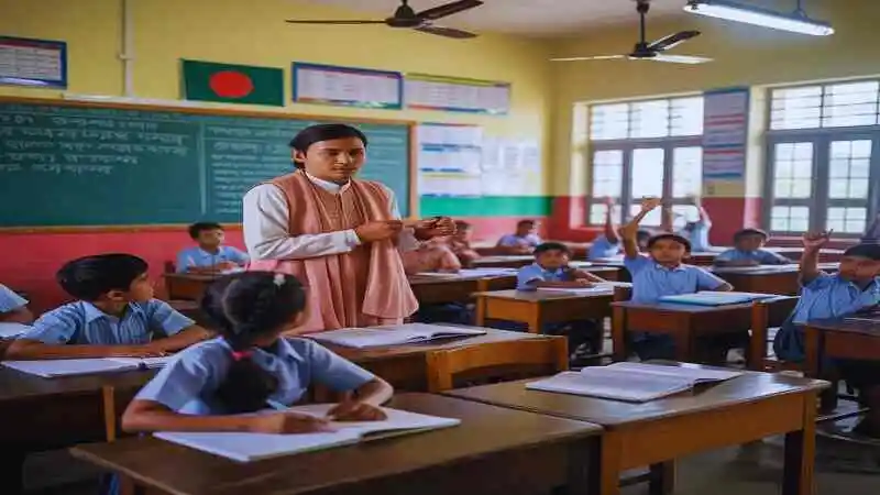 প্রাথমিক শিক্ষা উন্নয়ন প্রকল্পের আওতায় উন্নত শ্রেণিকক্ষে শিক্ষার্থীদের পাঠদান কার্যক্রম