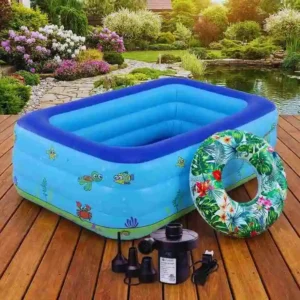Baby Swimming Pool বাচ্চাদের জন্য ইনফ্লেটেবল PVC সুইমিং পুল নীল ও সবুজ রঙের পোর্টেবল বেবি বাথ টাব
