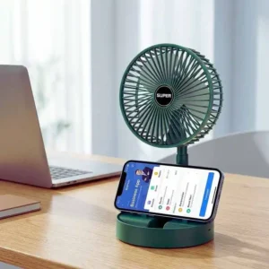 Portable Rechargeable Mini Air Fan USB রিচার্জেবল ফোল্ডেবল টেলিস্কোপিক ডেস্ক ফ্যান ৩ স্পিড কুলিং ফিচারসহ