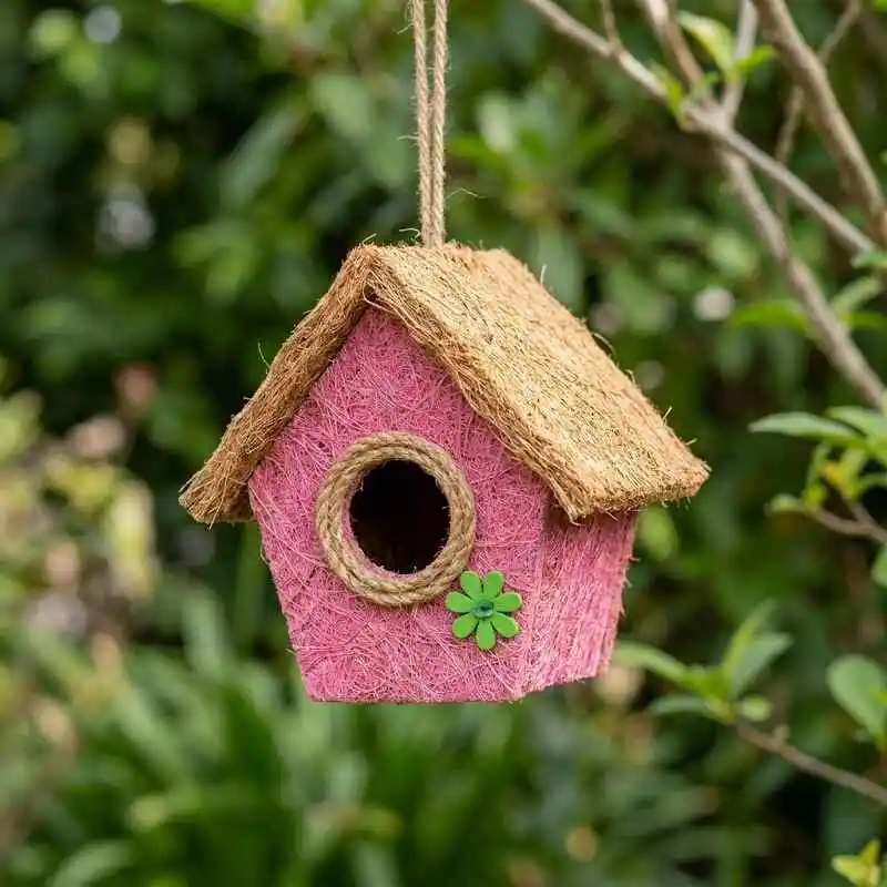 Wooden Bird House হ্যান্ডমেড কাঠের পাখির ঘর আউটডোর ডেকোর