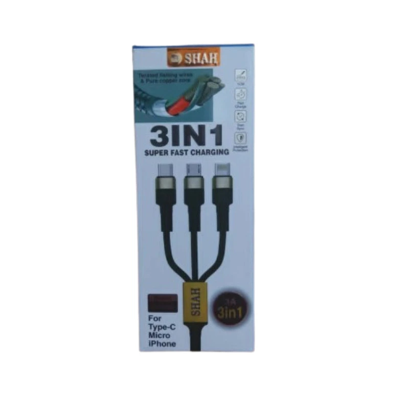 3 IN 1 Super Fast Charging কেবল Type-C Micro USB iPhone চার্জার