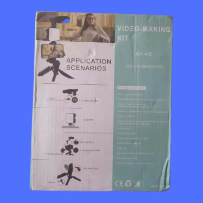 AY-49 Mobile Video Recording Kit সহ ট্রাইপড, মাইক্রোফোন ও LED ভিডিও লাইট