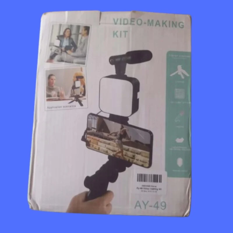 AY-49 Vlogging Kit সহ মাইক্রোফোন, LED লাইট ও মোবাইল ট্রাইপড