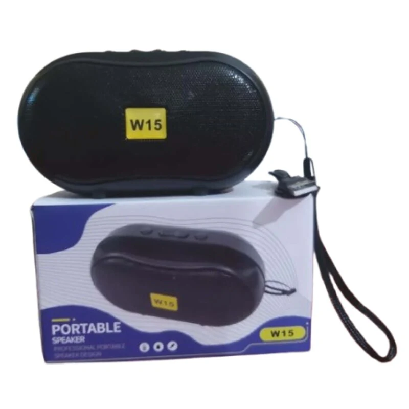 W15 Portable Bluetooth Speaker স্টাইলিশ রিচার্জেবল ওয়্যারলেস স্পিকার কালো রঙের