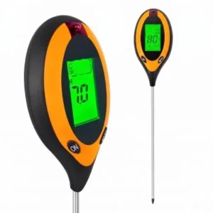 4 in 1 Soil Survey Instrument – ডিজিটাল সয়েল টেস্টিং মিটার, যা মাটির আর্দ্রতা, pH, তাপমাত্রা ও সূর্যালোক পরিমাপ করে।