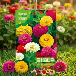 Mix Color Zinnia মিক্স কালার জিনিয়া ফুলের বীজ – ৬ রঙের আকর্ষণীয় জিনিয়া চাষের উন্নতমানের বীজ