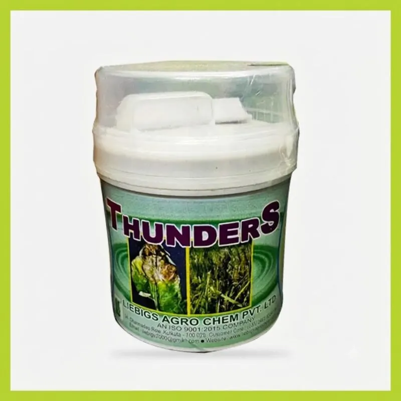 THUNDERS Botanical Fungicide হলো প্রাকৃতিক উপাদানভিত্তিক একটি জৈব ছত্রাকনাশক, যা ধান, আলু ও বিভিন্ন সবজি ফসলের ব্লাস্ট, পাউডারি মিলডিউ এবং অন্যান্য ছত্রাকজনিত রোগ দমনে কার্যকর ভূমিকা পালন করে।