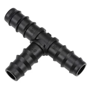 Tee Connector for 16mm Tube – ১৬ মিমি ড্রিপ টিউবের পানি প্রবাহ দুটি দিকে ভাগ করার জন্য টেকসই টি কানেক্টর।