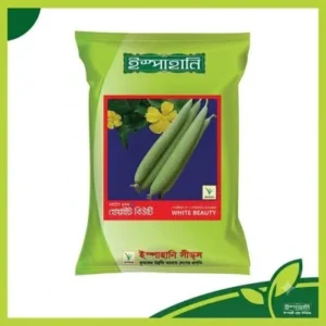 White Beauty Sponge Gourd হোয়াইট বিউটি হাইব্রিড ধুন্দল বীজ, উচ্চ ফলনশীল জাত, হালকা সবুজ, আঁশবিহীন ও সুস্বাদু ১২–১৪ ইঞ্চি লম্বা ধুন্দল।